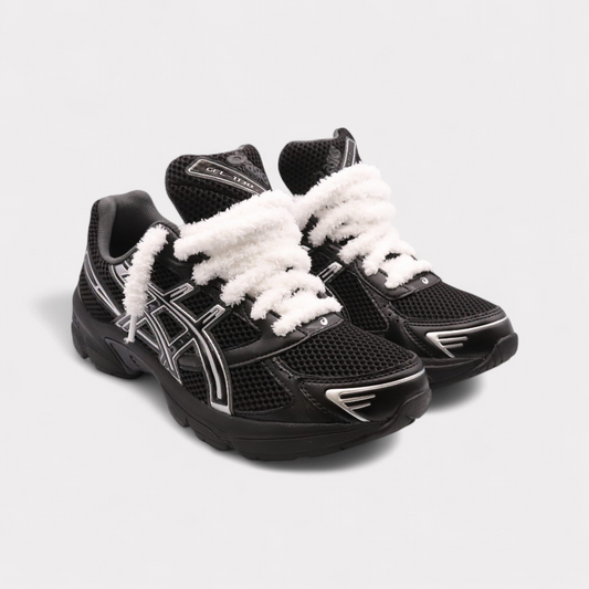 Asics Gel-1130 Black Pure Silver - Fluffy Laces White
