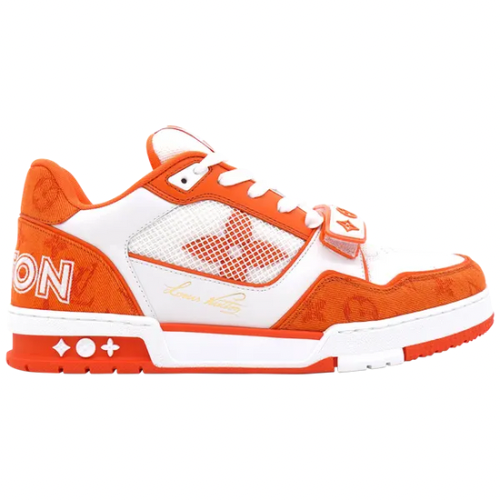 Louis Vuitton Trainer Low 'Velcro Strap - Orange Monogram Denim'