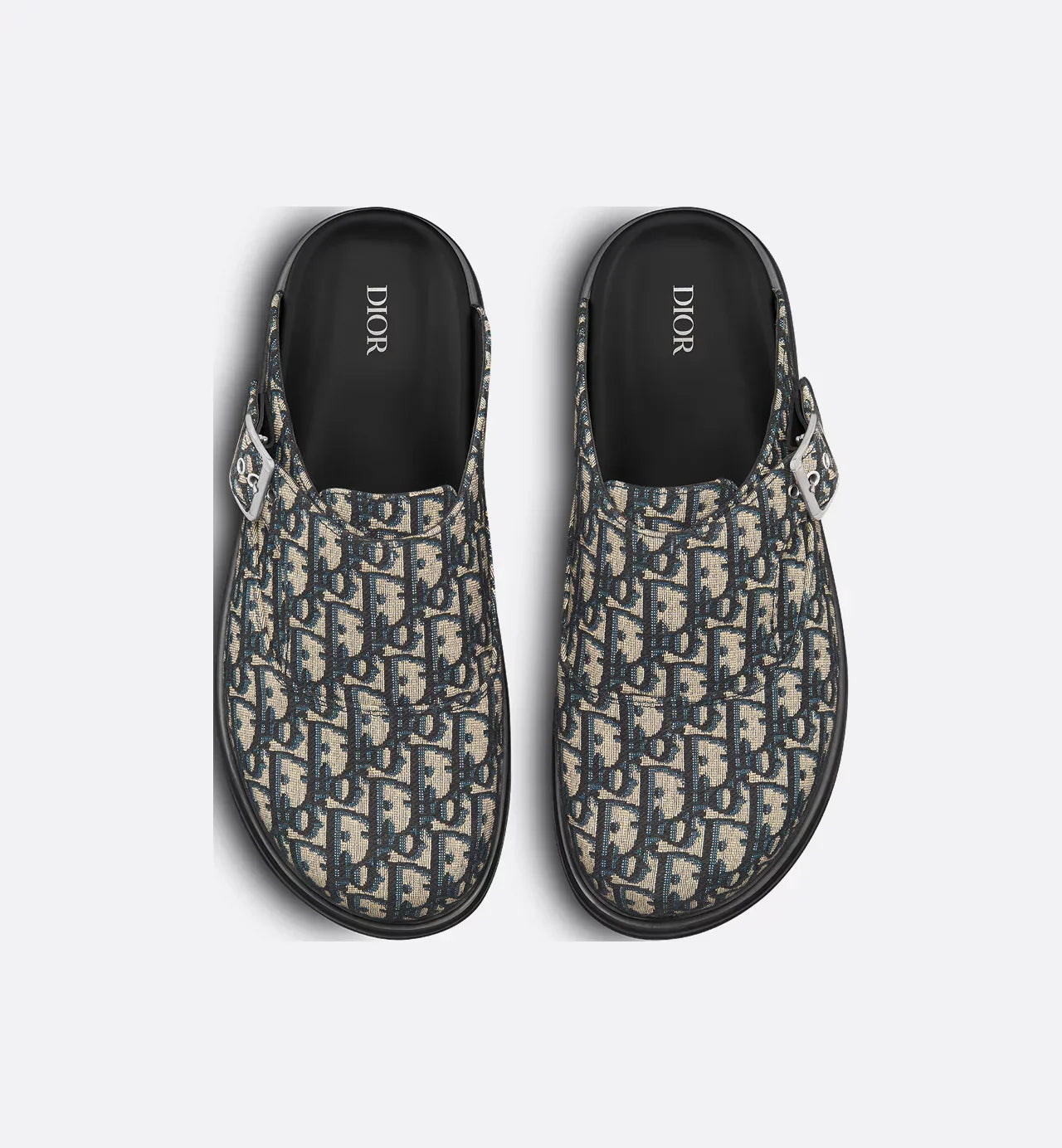 Dior Aqua Mule Beige and Black Dior Oblique Jacquard