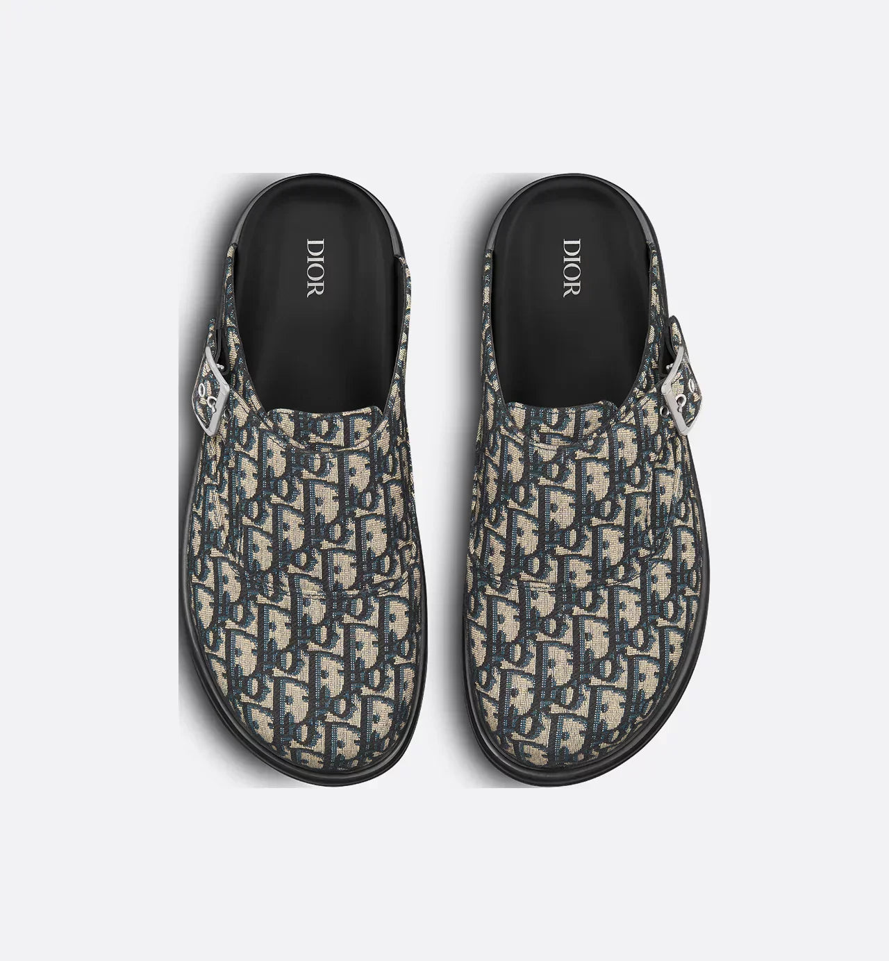 Dior Aqua Mule Beige and Black Dior Oblique Jacquard