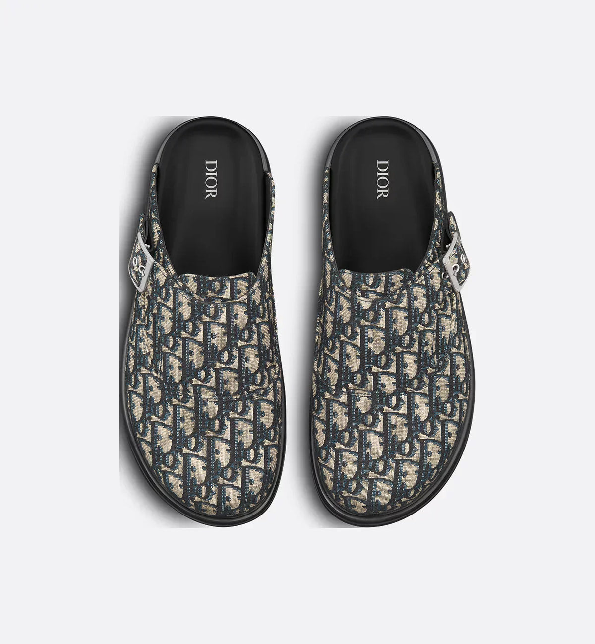 Dior Aqua Mule Beige and Black Dior Oblique Jacquard