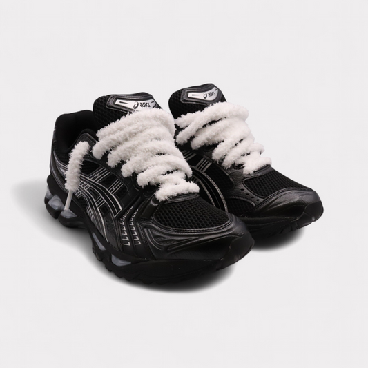 Asics Gel-Kayano 14 Black Pure Silver - Fluffy Laces White