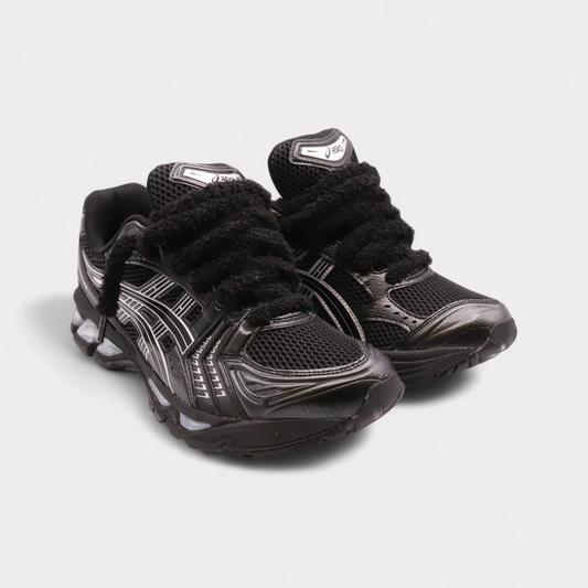 Asics Gel-Kayano 14 Black Pure Silver - Fluffy Laces Black