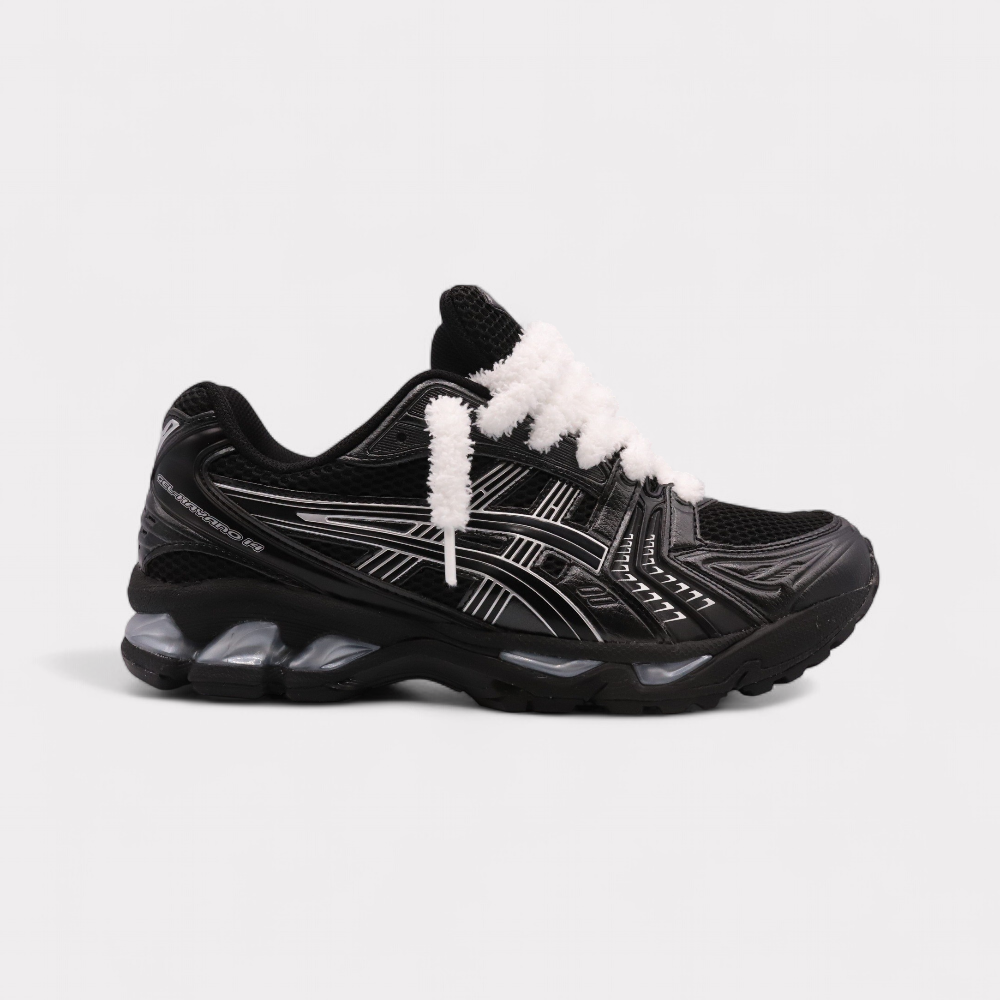Asics Gel-Kayano 14 Black Pure Silver - Fluffy Laces White