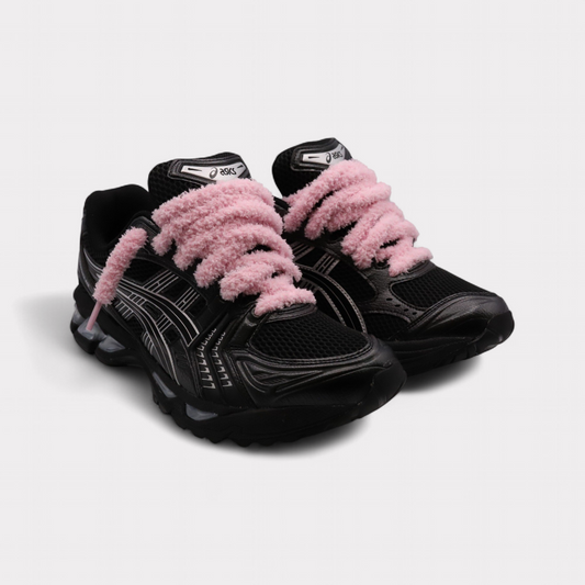 Asics Gel-Kayano 14 Black Pure Silver - Fluffy Laces Pink