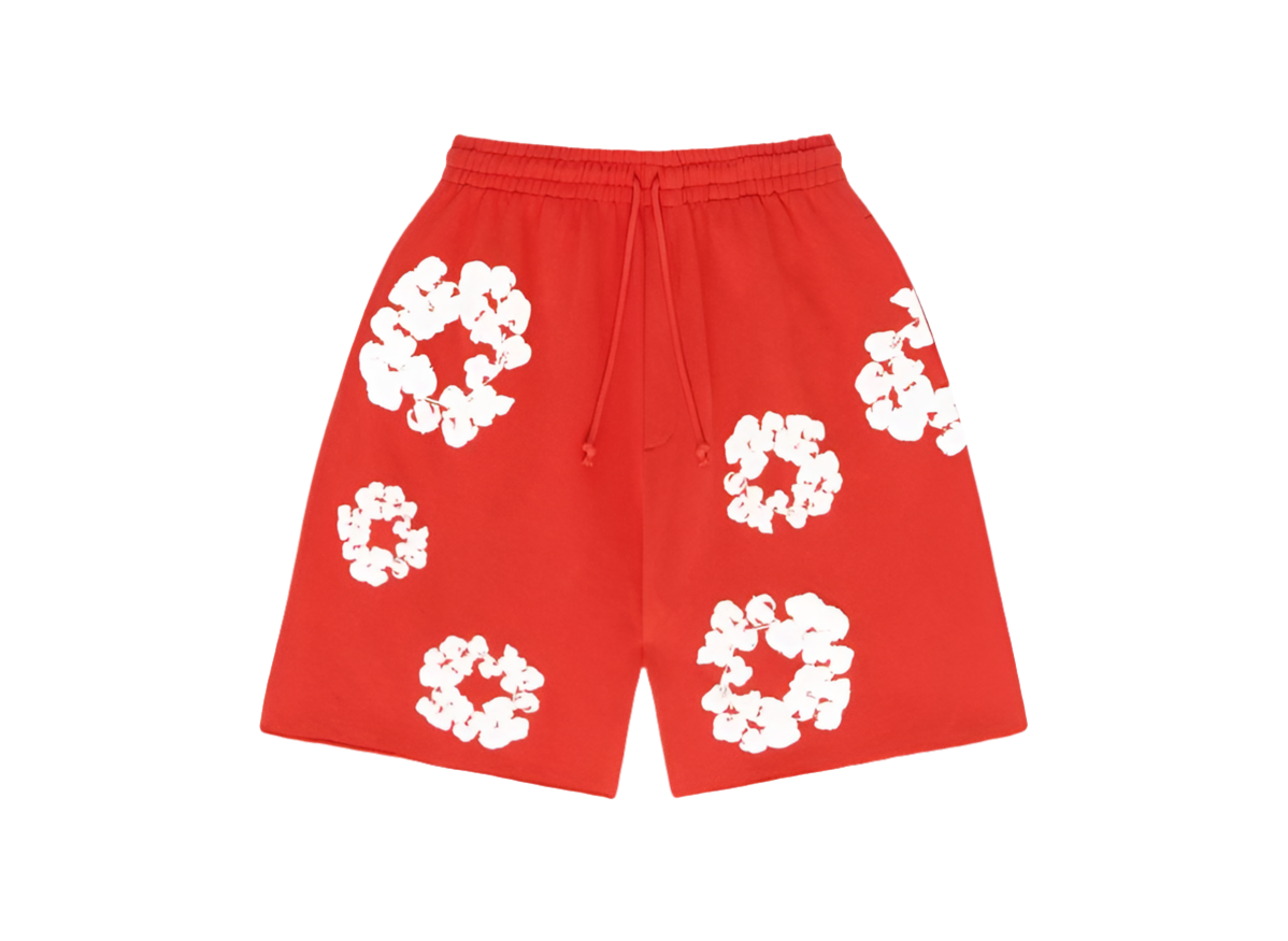DENIM TEARS The Cotton Wreath Shorts ‘Red’
