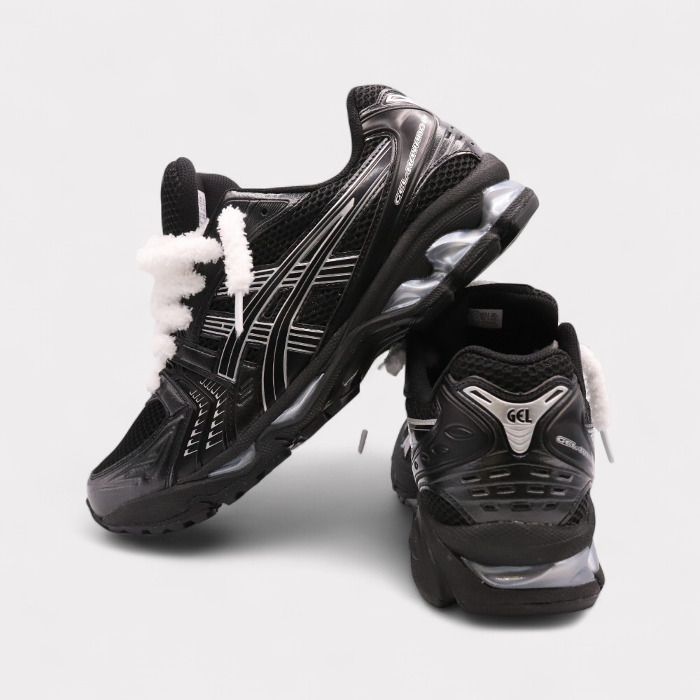 Asics Gel-Kayano 14 Black Pure Silver - Fluffy Laces White