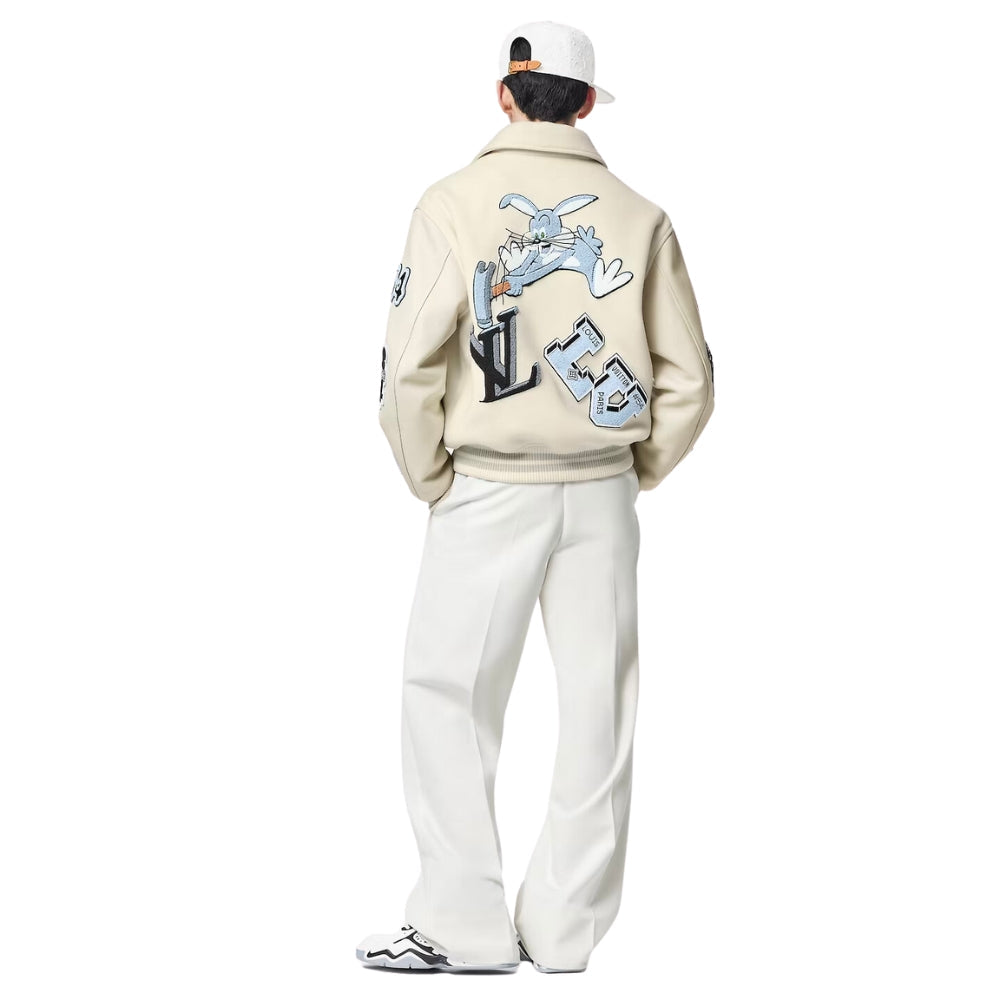 Louis Vuitton Multi-Patches Mixed Leather Varsity Blouson Milky White