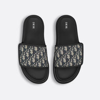 Dior Aqua Sandal Beige and Black Dior Oblique Jacquard