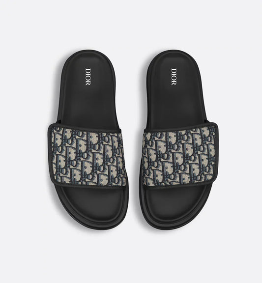 Dior Aqua Sandal Beige and Black Dior Oblique Jacquard