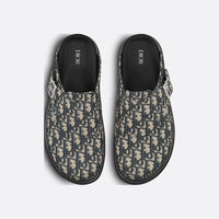 Dior Aqua Mule Beige and Black Dior Oblique Jacquard