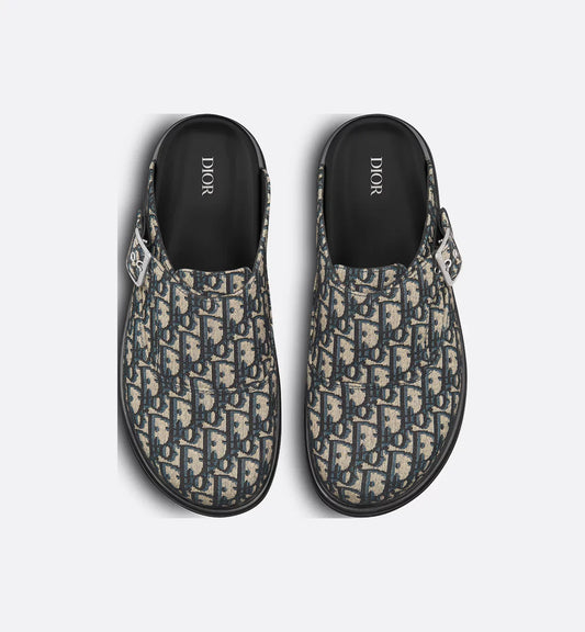 Dior Aqua Mule Beige and Black Dior Oblique Jacquard