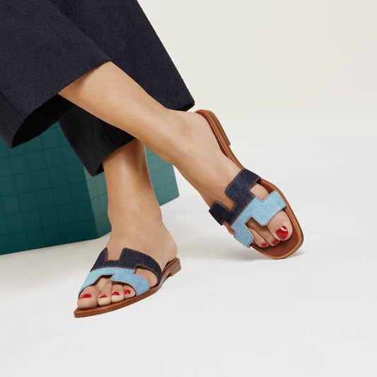 Hermès Oran Sandals - Bleu Brut / Bleu Clair