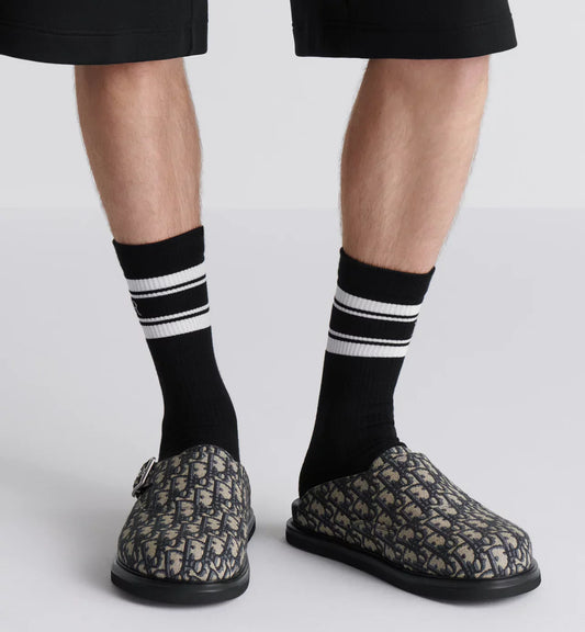 Dior Aqua Mule Beige and Black Dior Oblique Jacquard