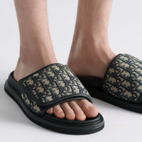 Dior Aqua Sandal Beige and Black Dior Oblique Jacquard